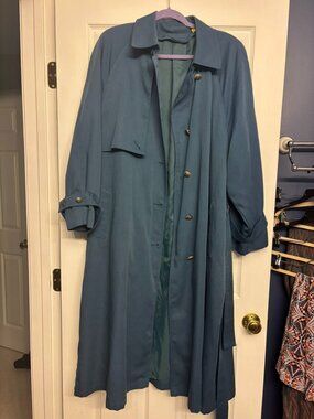 Vintage London Fog Teal Trench Coat – Plus Size 20W / 20½ – 90s Classic